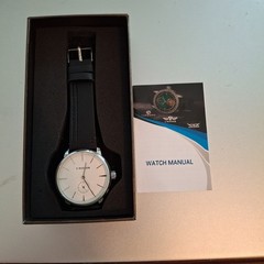 Forsining T-Winner Mens Watch. Silvertone,Mechanical Hand Wind,Black Band.