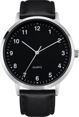 Mens Black Large Dial Arabic Numerals Black Belt Modern Classic Men’s Watch
