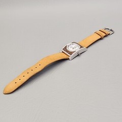 Adee Kaye Watch Women Quartz Rhinestones Crystal Bezel Leather Suede Band Runs