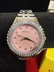 Invicta Pink Dial Crystal Bezel Watch 30mm Stainless Steel