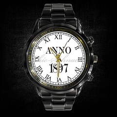 Personalized Anno 1897 schwarz-weiß Heritage Watch Leather Band Case Gift Box
