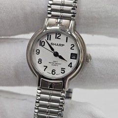 Sharp Analog Wrist Watch Date Indicator Silver Tone Water Resist Works New Batt