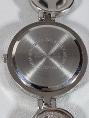 Kessaris Silver Tone Dial Round Case Peace Sign Link Bracelet Band Watch 7.5 In.