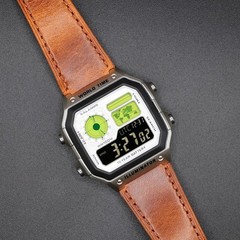 CASIO AE-1200WHD. Royale Watch Mod. Leather Strap. Negative Display. Silver Dial