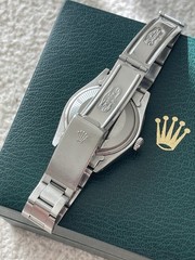 Rolex Date 1500 34mm silver sigma dial 1970s with box