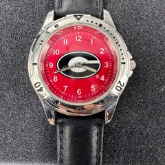 Georgia Bulldogs Watch Men Silver Tone Black Faux Leather Band New Battery 9.5″