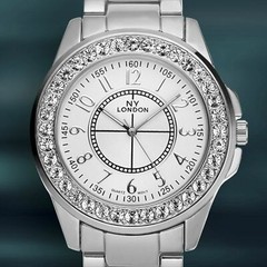 NEW NY London 9260-SS Men’s Uptown Watch Silver Case Band Crystal White Dial