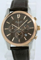 NEW KENNETH COLE NEW YORK KC1434 CHRONOGRAPH WATCH LEATHER ROSE GOLD