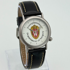 Unisex Department of Surgery Transplantation Silver Tone Watch Black Leather