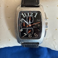 Locman Italy Men 487 Chronograph Date Sport Aluminum Leather Quartz Watch 8 1/2”