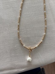 New Collection Of Jewelry. Watch. Baby Gold And Pearl Neck. One Pear Hangs Down