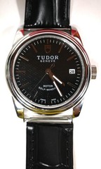 MENS TUDOR GENEVE Swiss GLAMOUR WATCH Rotor Self-Winding w/ Black Band, Case Box