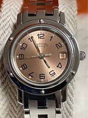 HERMES Watch CL4.210 Clipper Quartz with box silver pink high brand Wristwatch