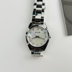 Bulova Surveyor 96P228 Women Mother of Pearl Dial Silver Strap Quartz Watch 31mm