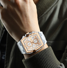 REWARD Men’s Tonneau Multifunction Chronograph Luminous Calendar Quartz Watch