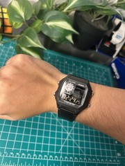 Negative Display Mod Casio Royale AE1200 Watch w/ Leather Strap
