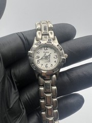 Vintage Polini Quartz Watch Butterfly Hands Silver Tone Bracelet