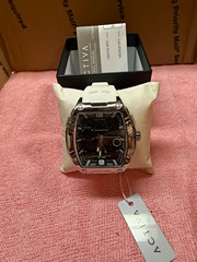 Activa Men’s Sport Analog-Digital Quartz Watch Black Dial White Strap 30m Box