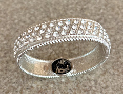 Nolan Miller Rhinestone Bracelet Cuff Watch Silver Tone Quartz
