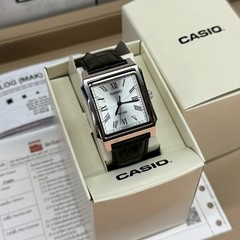 Casio MTP-B190L-7BV Tank Watch White Dial Leather Strap NEW 2026 Roman 50M
