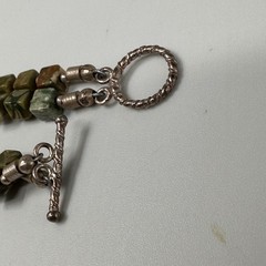 Geneva Watch Women Silver Tone Unakite Beaded Band Sterling Clasp New Battery
