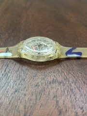 Swatch Sydney 2000 Clear Skeleton Dial Quartz Watch Plastic Strap 34mm 2000