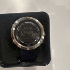 SANDA Digital Quartz Sports Watch 50m Blue Nylon Strap Alarm Light Compass