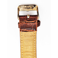 JAPAN MOVEMENT Men’s Quartz Watch Gold-Tone Case, Black Dial, Brown Croc Band