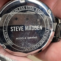 Steve Madden Women’s Watch Black Animal Spots Silver Tone Mesh Band NEW BATTERY