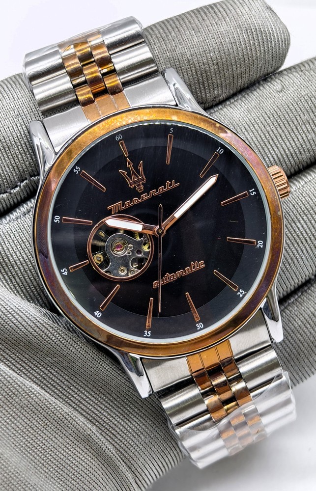 Amazing Maserati Automatic Black Dial Dual Tone Band Analog Men’s Wrist Watch