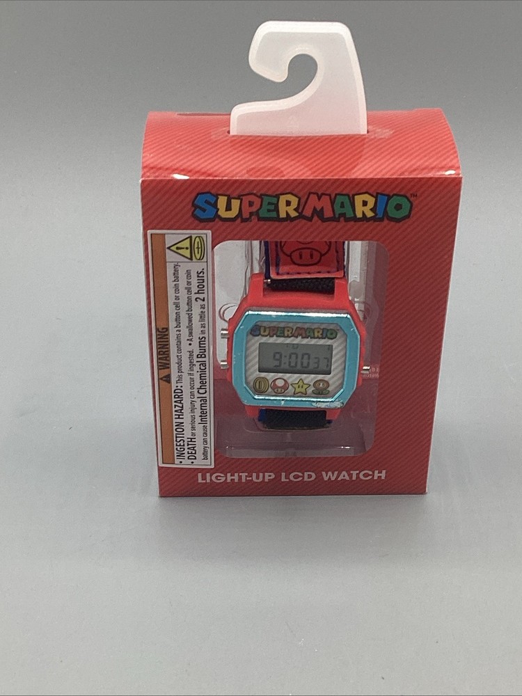 Super Mario Light Up LCD Digital Watch With Alarm &Nylon Strap New