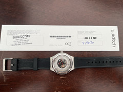 Swatch SISTEM51 Automatic Skeleton Dial 42mm Steel Silver/Black Watch Box