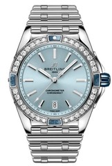 Breitling Super Chronomat Blue Dial Date Stainless Steel Ladies Watch A17356