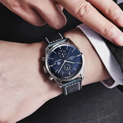 BENYAR 5187 Men’s Chronograph Watch Leather Waterproof Military Date Quartz
