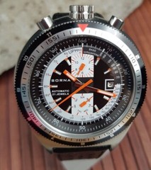 Sorna Automatic Watch Vintage Style Date Display Leather Strap Watch Black