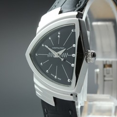 [Exc+5] New Batt HAMILTON Ventura H242112 Quartz Black Women’s Watch 24mm JAPAN