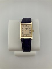 Vtg LORUS Seiko Ladies 28mm Watch Gold Tone Gold Tank Dial Roman Numbers -RUNS