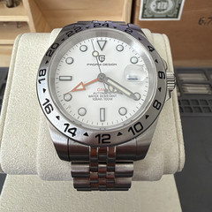 Pagani Design GMT Automatic Men’s Watch White Dial Date 100m SS Bracelet 40mm
