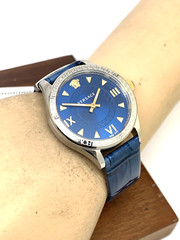 Versace Wome’ns Watch VE2S00122 Hellenyium Swiss Quartz Blue Dial Leather Band