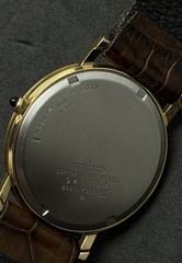 Vtg New 1979 SEIKO SQ Slim (4mm) Men’s 34mm Quartz Watch Gold Case Dial 8 Jewels