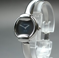 [Exc+5] Vintage Gucci 1400L 25mm Black Dial Silver bracelet Quartz Women’s Watch