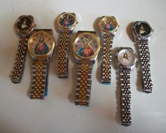 MEN WOMAN GOLD & SILVER FINISH JESUS, VIRGIN MARY GUADALUPE RELIGIOUS WATCH