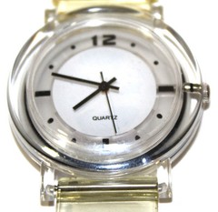 Clear White Yellow Black Plastic Analog Quartz Watch NEW Unisex Wristwatch 9.5”