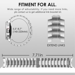FULLIFE Band for Samsung Galaxy Watch 7 6 5 4 FE 40mm 44mm Men No Gap Steel