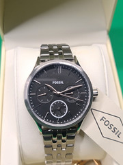 Fossil Men’s Analog Multi-Dial Watch, Black Dial, Silver Stainless Bracelet