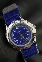 Timex Indiglo Kids Teens Blue Dial Steel Rotating Bezel Hook & Loop Strap Watch
