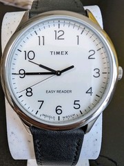 Timex Easy Reader Gen 1 Quartz 40mm Watch – White Dial & Black Leather, Indiglo