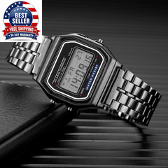 Luxury LED Digital Watches for Men Stainless Steel Gold Sliver Electronic Watch