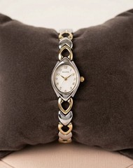 Bulova 98V02 Women’s White And Gold Dainty Hearts Watch