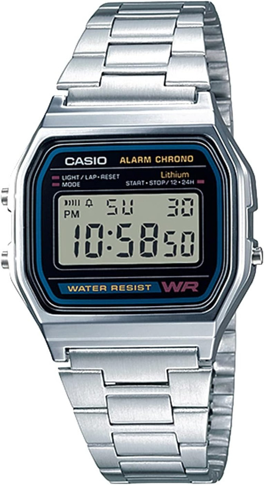 Casio A158WA Unisex Digital Watch Vintage 100s Stopwatch Alarm 7-Year Battery WR
